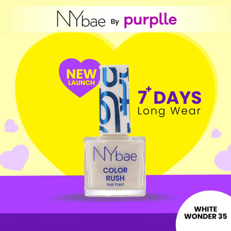 Buy NY Bae Color Rush Nail Paint - White Wonder 35 (5.6 ml) | Chip Resistant | Long Lasting | Quick Dry | Gel Nail Polish-Purplle