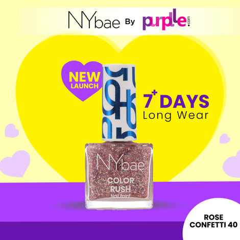 Buy NY Bae Color Rush Nail Paint - Rose Confetti 40 (5.6ml) | Chip Resistant | Long Lasting | Quick Dry | Gel Nail Polish-Purplle