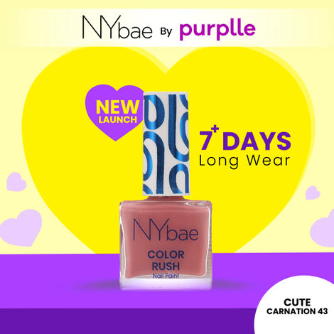 Buy NY Bae Color Rush Nail Paint - Cute Carnation 43 (5.6 ml) | Chip Resistant | Long Lasting | Quick Dry | Gel Nail Polish-Purplle