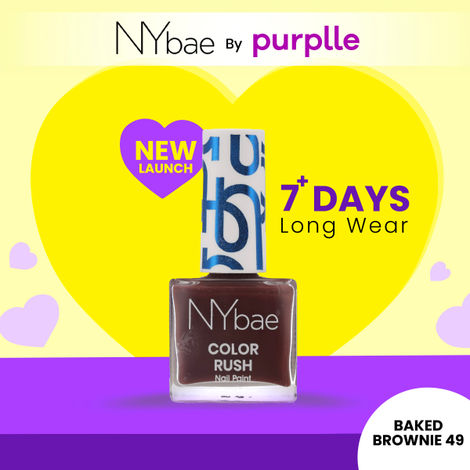 Buy NY Bae Color Rush Nail Paint - Baked Brownie 49 ((5.6 ml) | Chip Resistant | Long Lasting | Quick Dry | Gel Nail Polish-Purplle