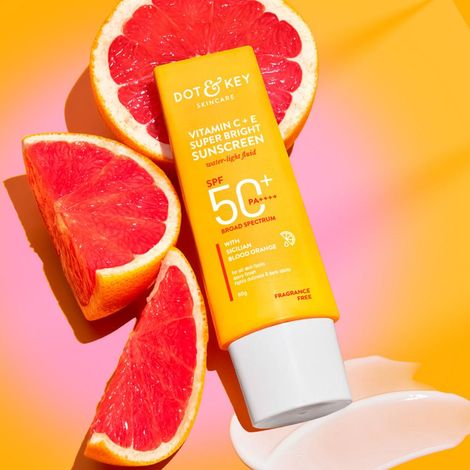 Buy Dot & Key Vitamin C + E Super Bright Sunscreen SPF 50++++ | for Even Toned & Glowing Skin | No White Cast, WaterLight I UVA/B & Blue Light Protection I Better Vitamin D absorption | 80 gm-Purplle