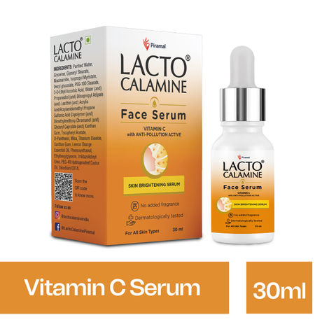 Buy Lacto Calamine Vitamin C Face Serum for Glowing Skin with Niacinamide | Vitamin C Serum for Oily Skin with Pollushield, Vitamin E, B3 and B5 |Face Serum For Women | 30 ml (Pack of 1)-Purplle