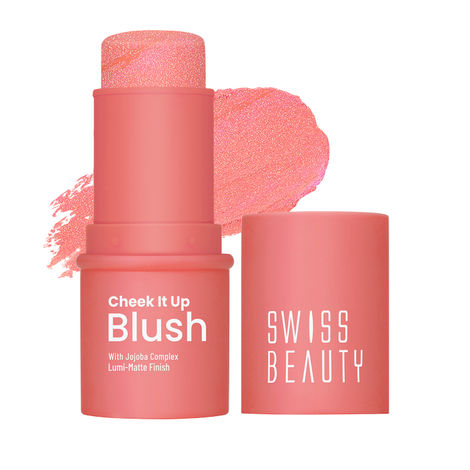 Buy Swiss Beauty Cheek It Up Blush for Cheeks|Lumi-Matte Finish | Lightweight | Easily Blendable | With Jojoba Oil 3-mood lifter Coral-Purplle