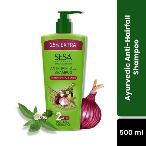 Buy Sesa Ayurvedic Anti-Hair Fall Shampoo - Bhringraj, Onion & 17 Ayurvedic Herbs - Control Hair Fall in 2 Weeks 500 ml-Purplle