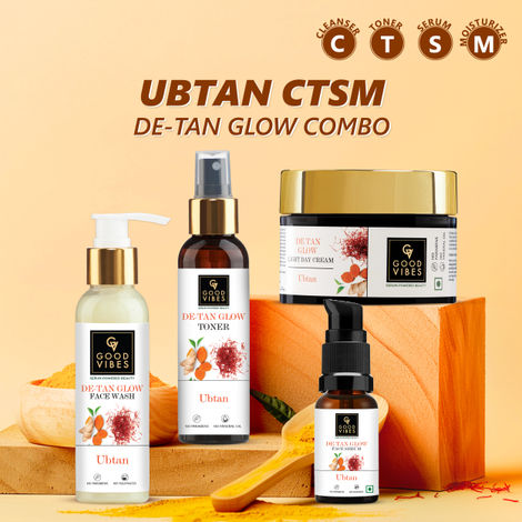 Buy Good Vibes Ubtan CTSM De- tan Glow with (Fash wash 120ml + Toner 120ml+ Serum 30ml + Day cream 50 gm)-Purplle