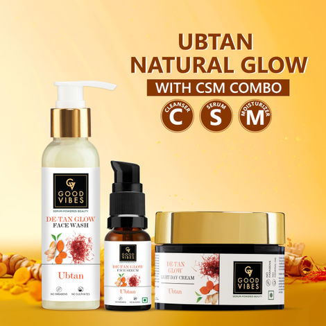 Buy Good Vibes De- tan Ubtan CSM Glow Combo (Set of 3) (Facewash + Serum + Moisturizer)-Purplle