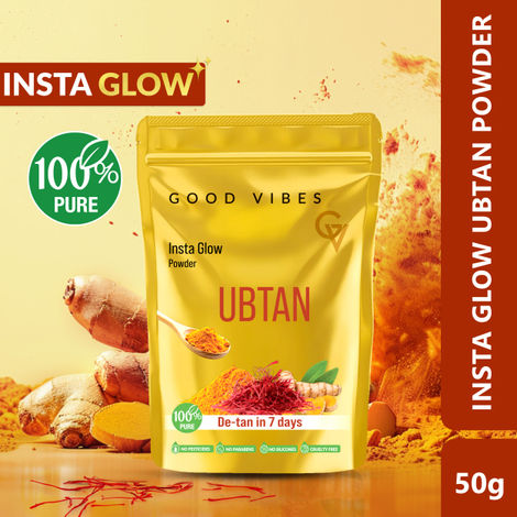 Buy Good Vibes Ubtan Insta Glow Powder | 100% Natural, No Preservatives, No Pesticides, No Parabens, No Silicones, No Sulphates, No Animal Testing (50 gm)-Purplle