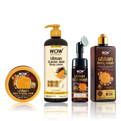 Buy WOW Skin Science Refresh and Renew Ubtan Kit (Ubtan Body wash (250 ml) + Ubtan Foaming Facewash(150 ml) + Ubtan Body Lotion (400 ml) + Ubtan Face and Body Scrub (200 ml))-Purplle