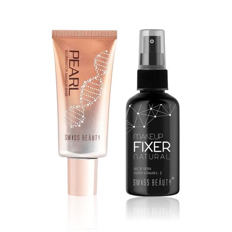 Buy Swiss Beauty Dewy Finish Makeup Kit 2 (Illuminator Makeup Base - Golden Pink (35g) + Makeup Fixer (70ml))-Purplle