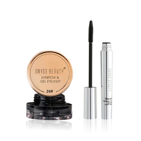 Buy Swiss Beauty Smoky Eye Basics Kit 1 (Precision Mascara - Black (8.5 ml) + Eyebrow and Gel Eyeliner 2 in 1(3g + 4 gm))-Purplle
