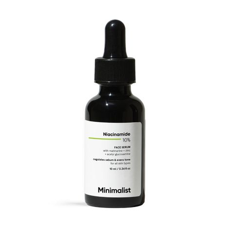 Buy Minimalist Niacinamide 10% with Matmarine + Zinc + Acetyl Glucosamine Regulates Sebum & Evens Tone, 10 ml-Purplle
