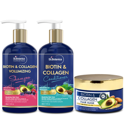 Buy St.Botanica Biotin And Collagen Shampoo 300 ml + Conditioner 300 ml + Biotin Hair Mask 200 ml-Purplle
