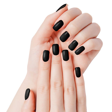Buy FACES CANADA Ultime Pro Splash Instant Manicure - Charcoal | 16 Pcs Press On Nail Extensions | Artificial Fake Nail Set | Long lasting and Durable | Lightweight & Comfortable-Purplle