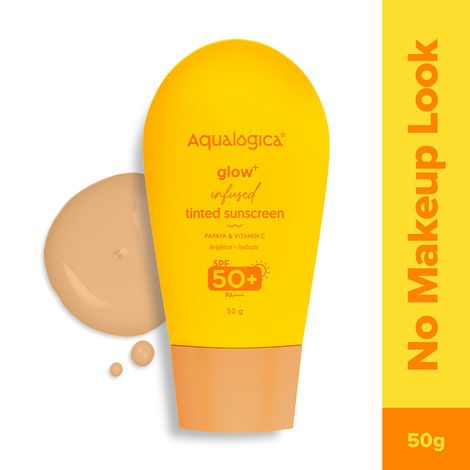 Buy Aqualogica Glow+ Infused Tinted Sunscreen SPF 50+ PA++++ with Papaya & Vitamin C -50 gm-Purplle