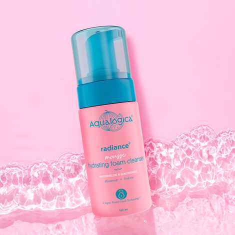 Buy Aqualogica Radiance+ Mousse Hydrating Foam Cleanser- 100 ml |Face Wash for all Skin Types | Gently Cleanses & Hydrates | Reduces Spots & Acne Marks | Makes Skin Radiant-Purplle