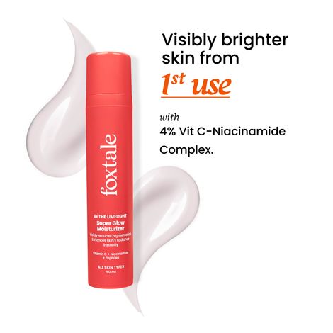 Buy Foxtale Super Glow Moisturiser | 4% VitC-Niacinamide Complex for Bright, Even-Toned skin | Lightweight, Hydrating Formula for Long-Lasting Glow | 50 ml-Purplle
