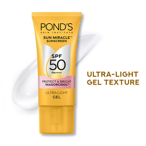 Buy PONDS SUNSCREEN GEL SPF 50 PA+++ with 1% Niacinamide C serum for UVA/B, matte finish, No white cast, Even toned skin, 50 gm-Purplle