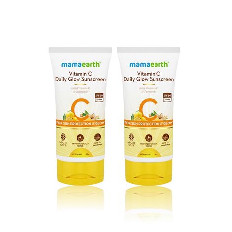 Buy Mamaearth Sun Glow Essentials: Vitamin C Sunscreen - Pack of 2 (2 x 50 g)-Purplle