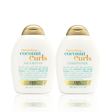 Buy OGX Curl Quench Duo for Hydrating & Nourishing Curly Hair with Coconut Oil, Citrus Oil & Honey: Coconut Curls Shampoo + Conditioner Set - 385ml Each-Purplle