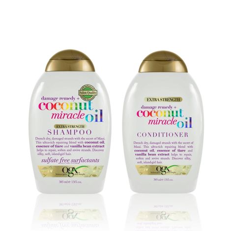 Buy OGX Coconut Miracle Repair Duo for Dry, Frizzy Coarse Hair : Damage Remedy Shampoo + Conditioner Set - 385 ml Each-Purplle