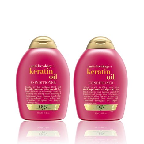Buy OGX Strength & Length Duo for Damaged Hair & Split Ends: Keratin Oil Anti-Frizz Conditioner - Twin Pack (2 x 385 ml)-Purplle