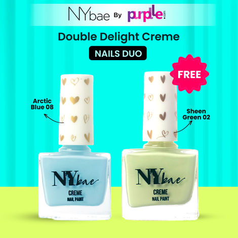 Buy NY Bae Double Delight Creme Nails Duo | Blue Gel Polish | Green Gel Polish | Long Lasting | Quick Drying | Chip Proof | Bright Colours | Full Coverage-Purplle