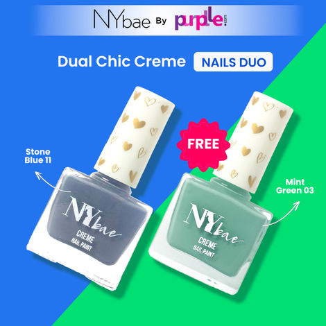 Buy NY Bae Dual Chic Creme Nails Duo | Mint Green Gel Polish | Blue Gel Polish | Long Lasting | Quick Drying | Chip Proof | Bright Colours | Full Coverage-Purplle