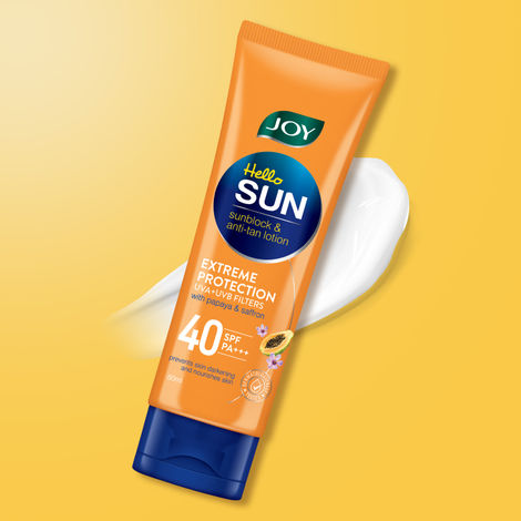 Buy Joy Hello Sun Sunblock & anti-tan Lotion SPF 40,| Lightweight, Water Resistant & Leaves Zero White Cast | Suitable for Normal & Oily Skin, 60ml-Purplle