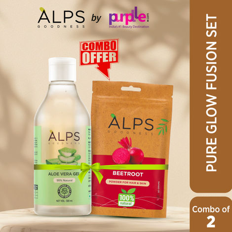 Buy Alps Goodness Pure Glow Fusion Set with 100% Natural Beetroot Powder (50 gm) & Aloe Vera Gel (300 ml) I DIY Mask Combo I For Skin Brightening I Soothing & Refreshing-Purplle