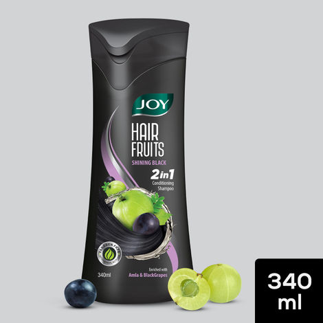 Buy Joy Hair Fruits Shining Black Conditioning Shampoo Enriched with Amla & Black Grapes 340 ml-Purplle