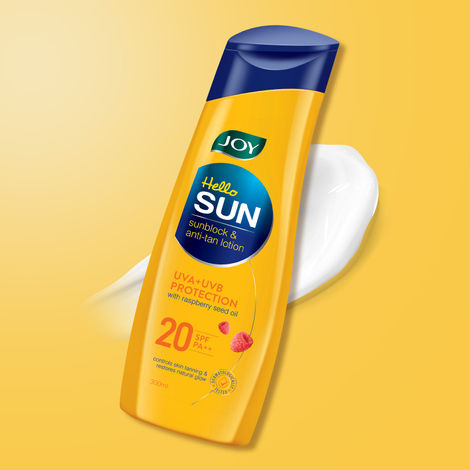 Buy Joy Hello Sun Body Sunscreen Lotion SPF 20 PA++ | For Tan Control & Body Moisturization | Lightweight, Zero White Cast & Easy Absorption | For Normal to Oily Skin, 300ml-Purplle