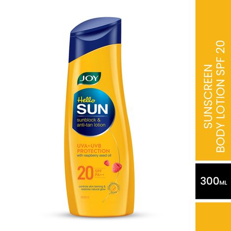 Buy Joy Hello Sun Sunblock & Anti-Tan Lotion Sunscreen SPF 20 PA++, 300 ml-Purplle