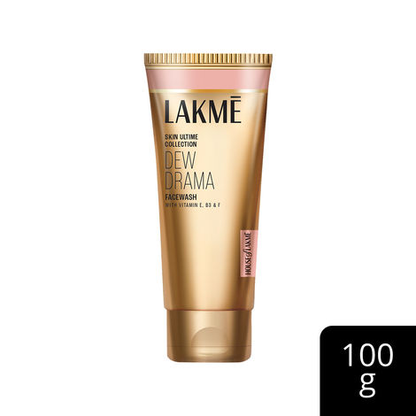 Buy Lakme Dew Drama Facewash with Pro-Ceramides & 6% Vitamin E + B3 + F Complex for Glowing Skin, 100 gm | Creamy Cleanser for Soft and Hydrated Skin-Purplle