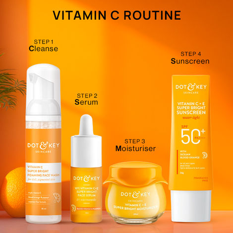 Buy Dot & Key Vitamin C CSMS Combo : Cleanser (80 ml) + Serum(20 ml) + Moisturizer (60 ml) + Sunscreen (50 gm)-Purplle