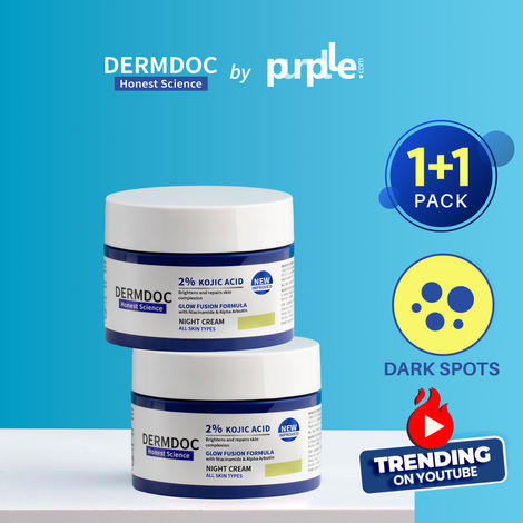 Buy DERMDOC by Purplle Combo Kit of 2% Kojic Acid Night Cream (50g) Pack of 2 | kojic acid cream for hyperpigmentation | kojic acid for dark spots | skin whitening | kojic acid brightening cream | pigmentation on face-Purplle