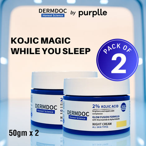 Buy DERMDOC Combo Kit 2% Kojic Acid Glow Fusion Formula Night Cream (50 gm * Pack of 2) | Skin Brightening I Targets Pigmentation I With Niacinamide & Alpha Arbutin Brightening-Purplle