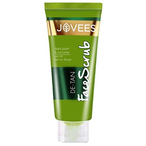 Buy Jovees Herbal Detan Face Scrub With SPF | Contains Turmeric, Aloe Vera, Black Plum Extracts | For All Skin Types | Gently Removes Dead Skin | Removes Tanning 100 gm-Purplle