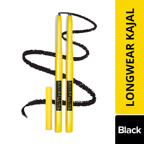 Buy Maybelline New York Kajal Pencil - Twin Pack, 0,35 gm + 0.35 gm, Intense Colour, Waterproof, Long Lasting 24Hrs Stay, Colossal Kajal, Black, Matte Finish-Purplle