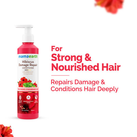 Buy Mamaearth Hibiscus Damage Repair Conditioner With Hibiscus & Curry Leaves for Strong & Nourished Hair- 250 ml | For Dry & Frizzy Hair | To Smoothen, Strengthen, Detangle | Suitable For All Hair Types-Purplle