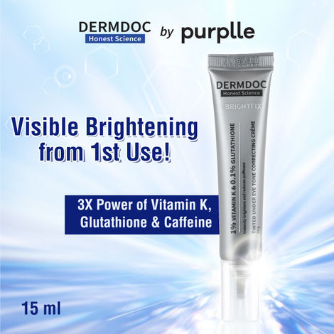 Buy DERMDOC by Purplle Tinted Brightening Under Eye Cream for Dark Circles (15 gm) | with 1% Vitamin K & 0.1% Glutathione | Brightening Under Eye Cream | Reduces Dark Circles, Puffiness & Wrinkles-Purplle