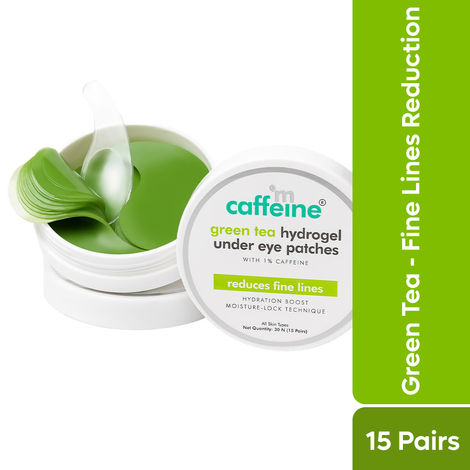 Buy mCaffeine Green Tea Hydrogel Under Eye Patches for Fine Lines | 1% Caffeine Instantly Depuffs - 15 Pcs-Purplle