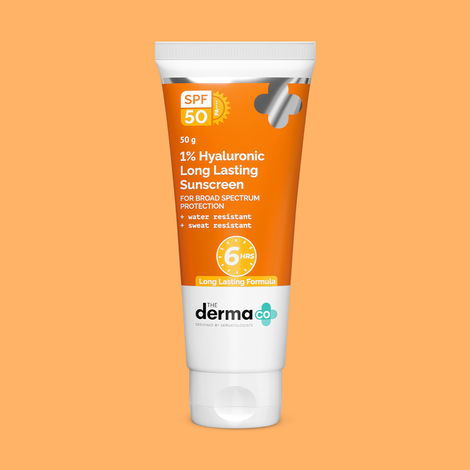 Buy The Derma Co. 1% Hyaluronic Long Lasting Sunscreen SPF 50 & PA++++ with Hyaluronic Acid & Vitamin E for Upto 6-Hour Sun Protection- 50 gm-Purplle
