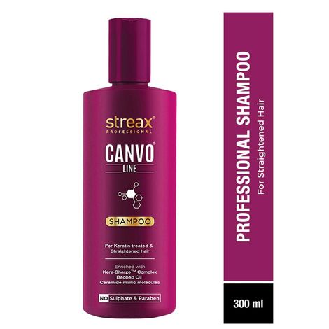 Buy Streax Canvoline Shampoo For straightened hair, with Kera-Charge & Baobab oil, 300ml-Purplle