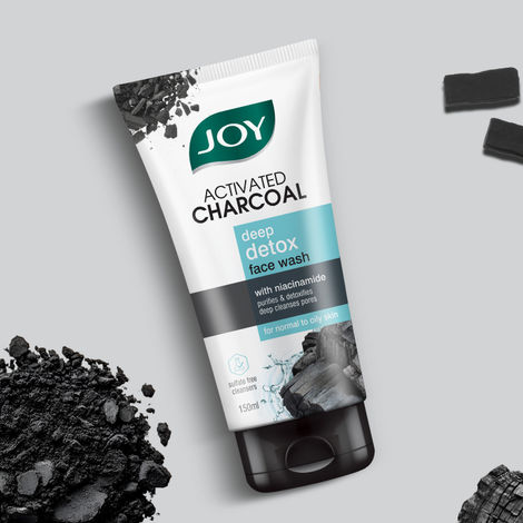 Buy Joy Activated Charcoal Face Wash for Oily Skin (150 ml) | Controls Oil & Removes Dirt & Blackheads | Fights Pollution, Reduces Acne & Pimples For a Clearer & Smoother Skin-Purplle