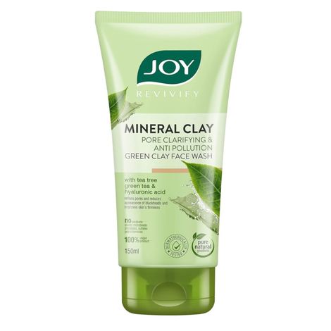 Buy Joy Revivify Mineral Clay Pore Clarifying and Anti-Pollution Green Clay Face wash | With Tea Tree, Green Tea and Hyaluronic Acid | Reduces Blackheads, Firms Skin| 100% Vegan | No Parabens, | 150 ml-Purplle