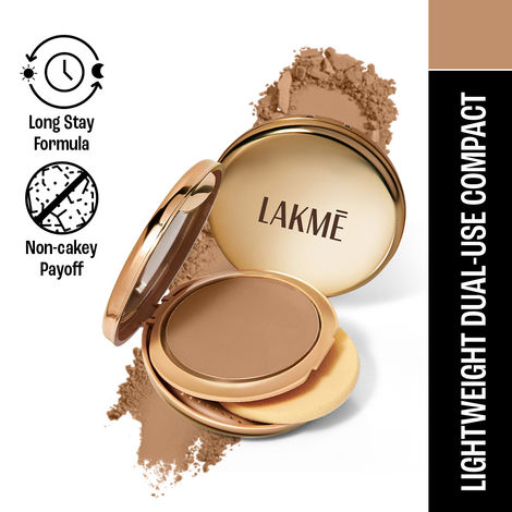 Buy Lakme 9to5 Unreal Dual Cover Pressed Powder, 2 In 1 Compact + Foundation, 34 Almond,9 gm-Purplle