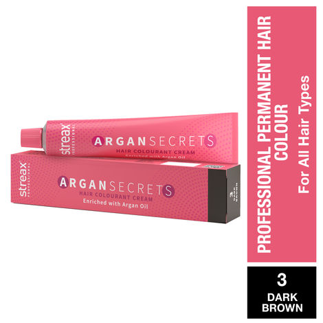 Buy Streax Professional Argan Secret Hair Colourant Cream - Dark Brown 3 (60 gm)-Purplle