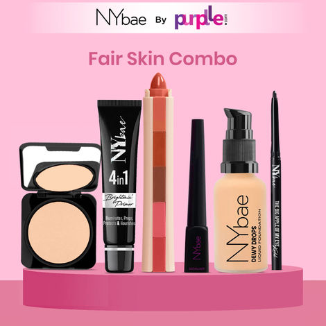 Buy NY Bae Makeup Essentials Kit |Black Kajal | Matte Eyeliner | 5 in 1 Lipstick | Primer | Compact | Glowy Foundation| Everyday Makeup - Fair Skin-Purplle