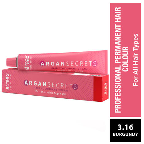 Buy Streax Professional Argan Secret Hair Colourant Cream - Burgundy 3.16 (60 gm)-Purplle