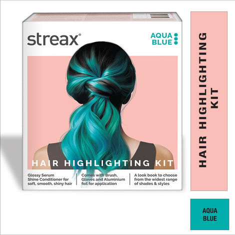 Buy Streax Hair Colour Highlight Kit | Blue Hair Colour, Aqua Blue - Pack of 1 I Enriched with Walnut & Argan Oil I Hair Colour for Women | Rich, vibrant, Easy to use, DIY Application 180 gm-Purplle